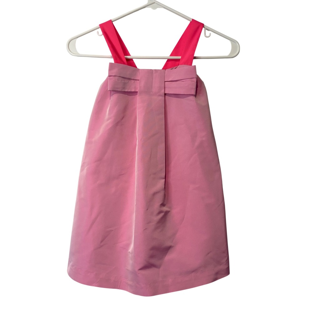 Jacadi Girls Bow Dress 6A 116cm Pink Sleeveless Contrast Strap Party Special